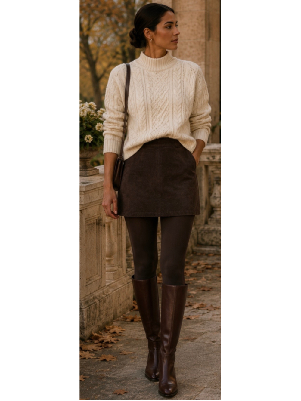 Wilsons Leather Mini Skirt Size 6 Brown Chic Classic Minimalist
